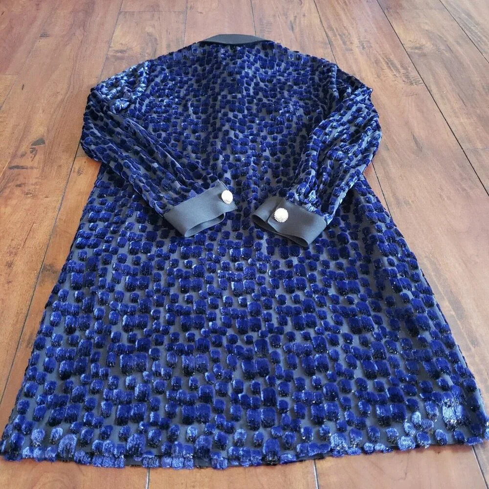 Michael Kors Womens Jaquard Silk Blend Shirt Dress Purple And Black Animal Print - Picture 8 of 16